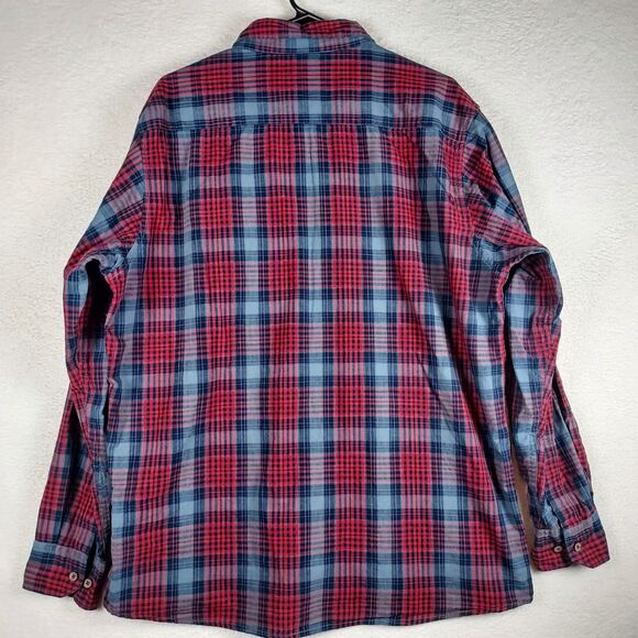 Richlook XXL 44 Plaid Casual Shirt Red Grey Blue Button Front Long Sleeve - Picture 8 of 9